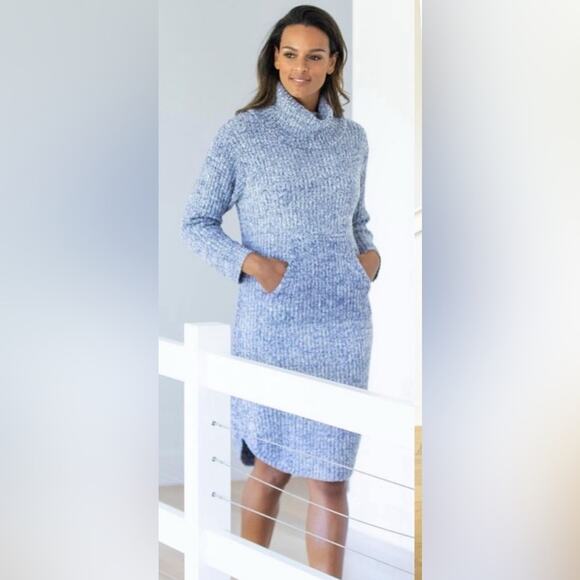 SOFTIES Marshmallows Lounger Soft Sweater Dress Womens  Turtleneck Plush NWT - Picture 3 of 16